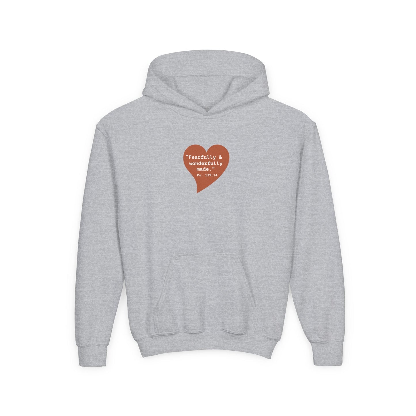 Youth Hoodie — 'Fearfully & Wonderfully Made' Retro Heart Comfort Sweatshirt - i am loved