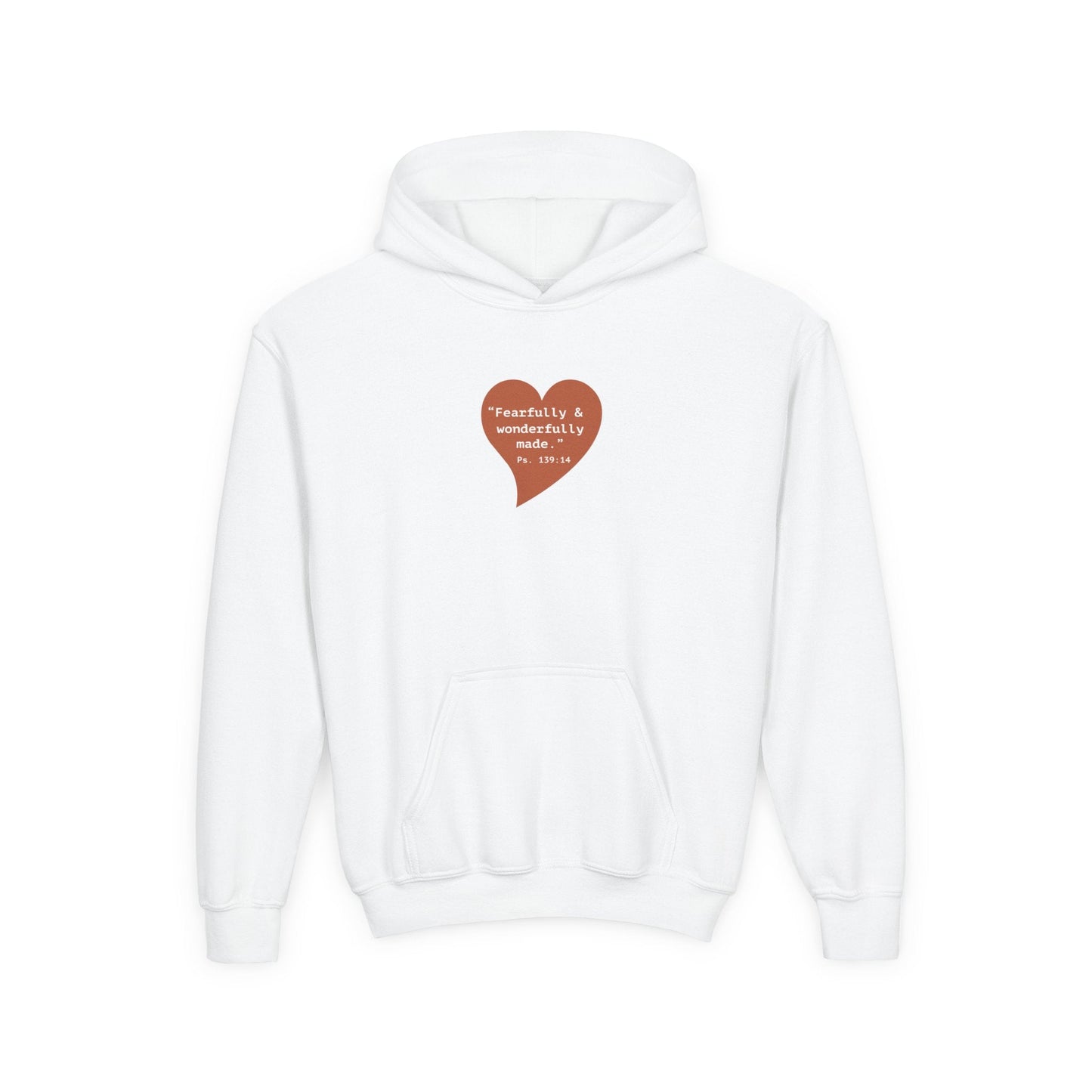 Youth Hoodie — 'Fearfully & Wonderfully Made' Retro Heart Comfort Sweatshirt - i am loved