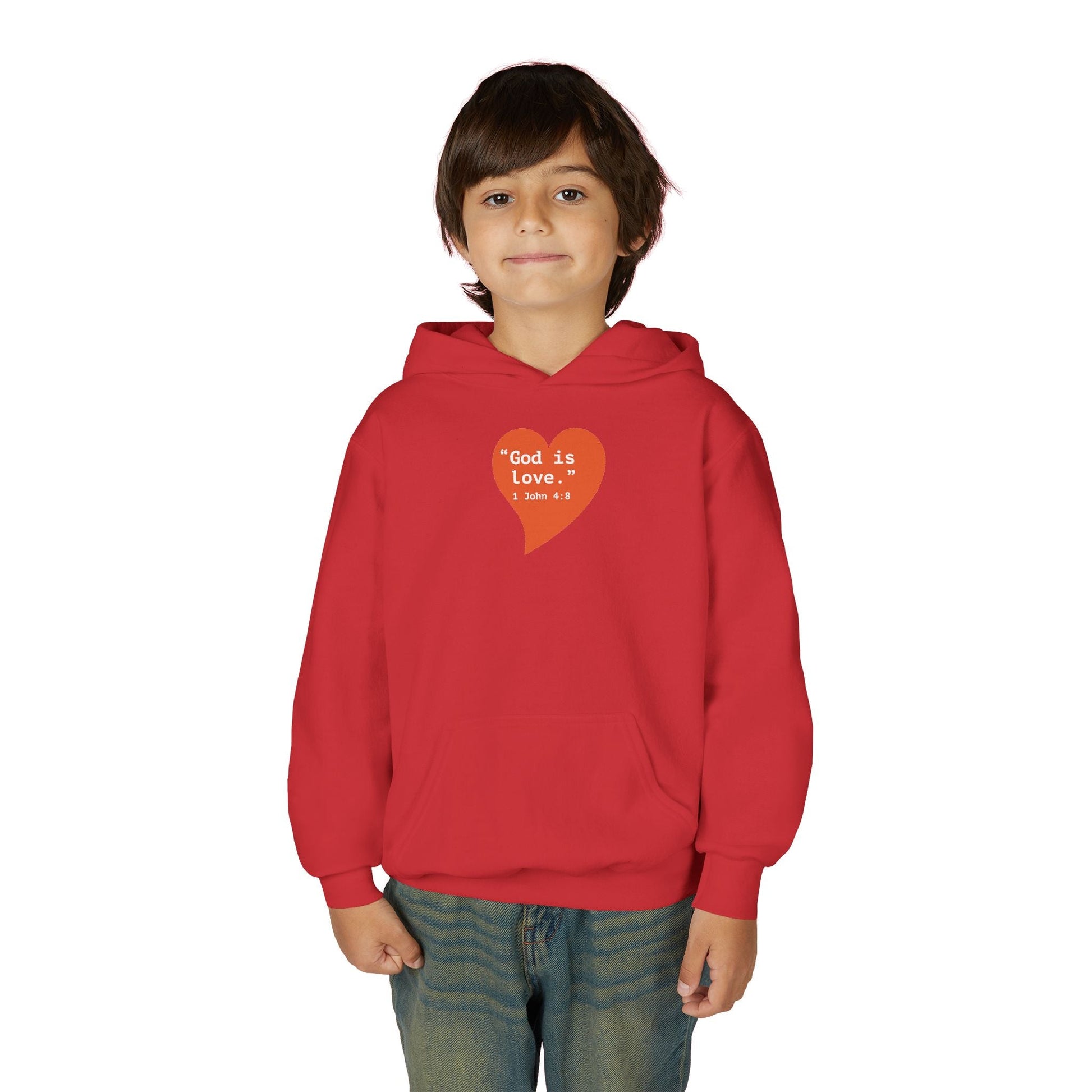 Youth Hoodie — 'I Am Loved' Red Heart Front & Back Comfort Sweatshirt - i am loved