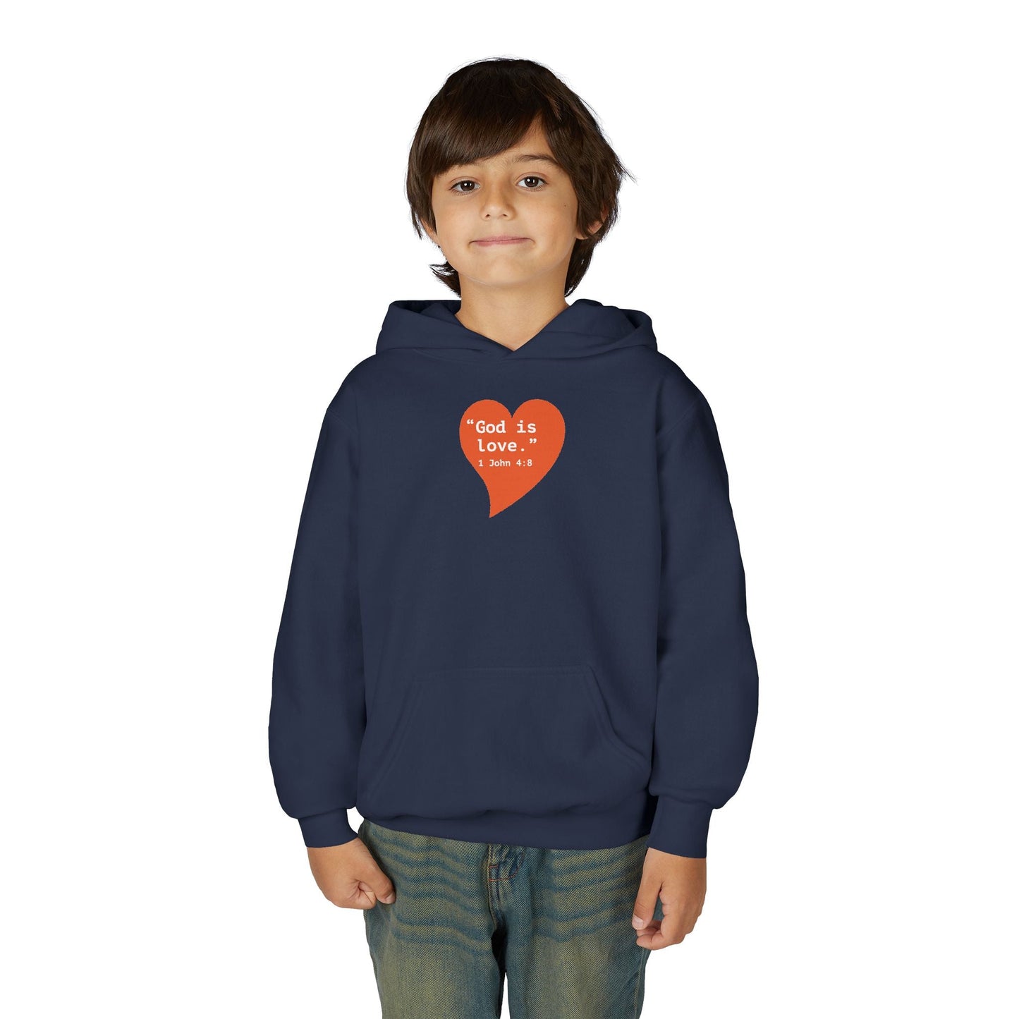 Youth Hoodie — 'I Am Loved' Red Heart Front & Back Comfort Sweatshirt - i am loved