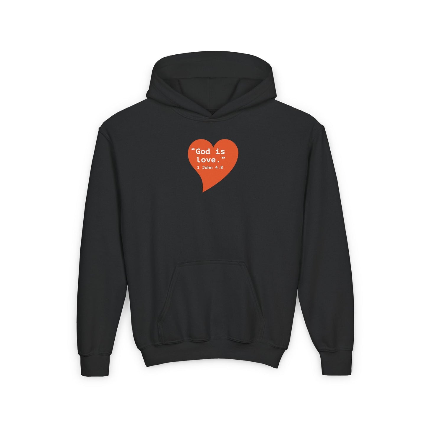 Youth Hoodie — 'I Am Loved' Red Heart Front & Back Comfort Sweatshirt - i am loved