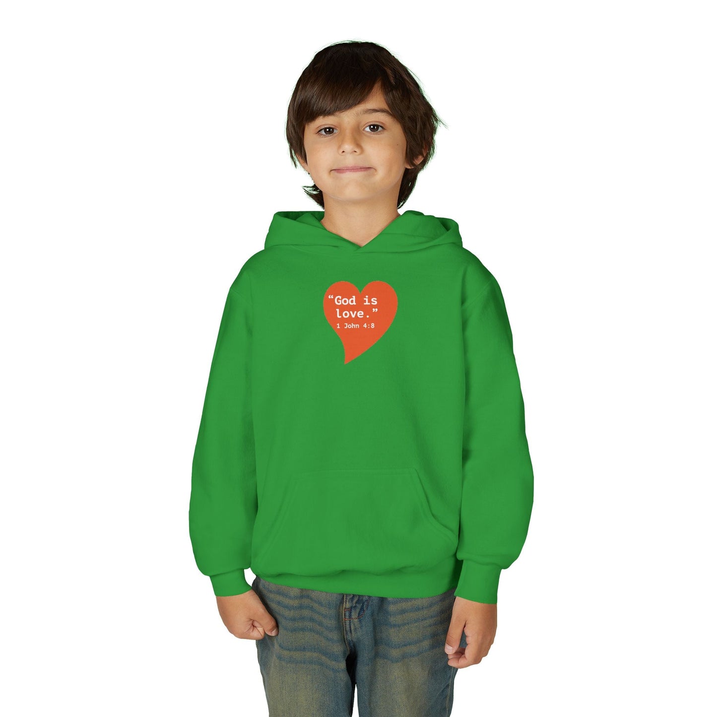 Youth Hoodie — 'I Am Loved' Red Heart Front & Back Comfort Sweatshirt - i am loved