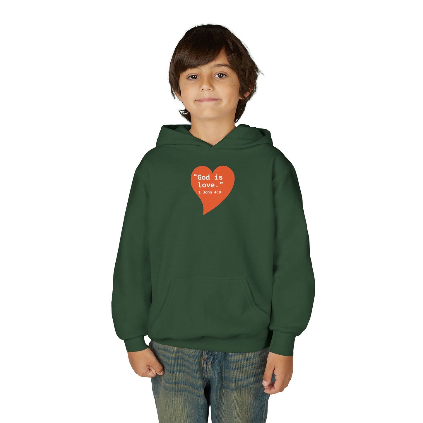 Youth Hoodie — 'I Am Loved' Red Heart Front & Back Comfort Sweatshirt - i am loved