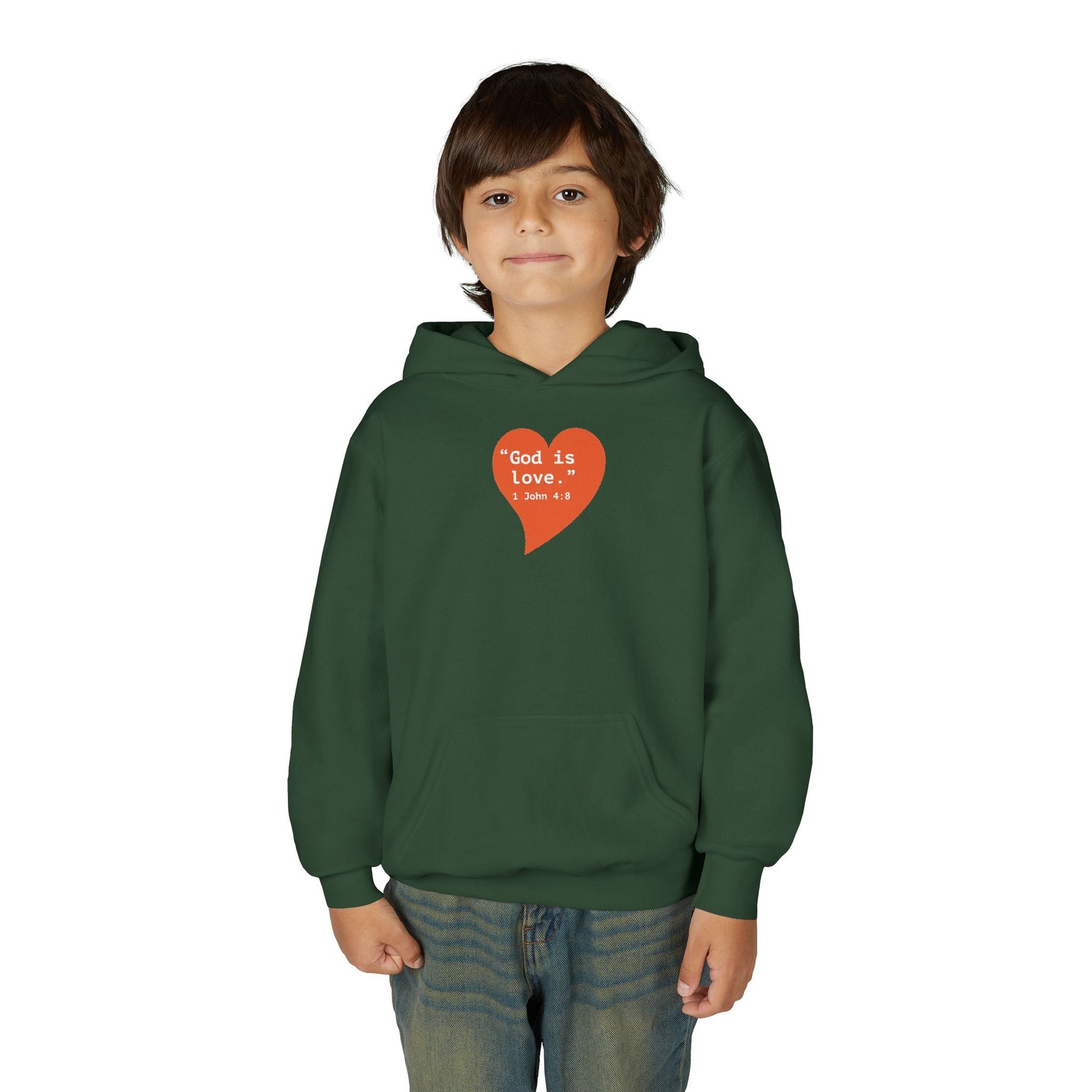 Youth Hoodie — 'I Am Loved' Red Heart Front & Back Comfort Sweatshirt - i am loved