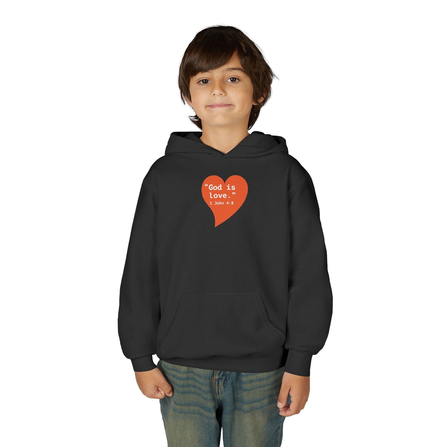 Youth Hoodie — 'I Am Loved' Red Heart Front & Back Comfort Sweatshirt - i am loved