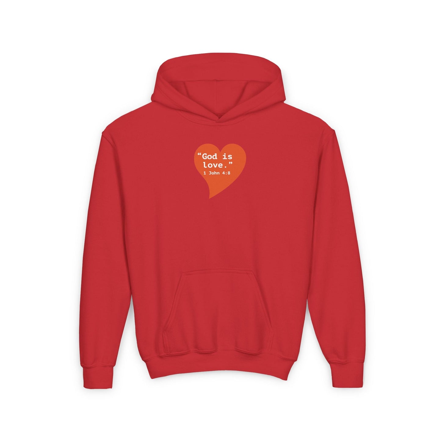 Youth Hoodie — 'I Am Loved' Red Heart Front & Back Comfort Sweatshirt - i am loved