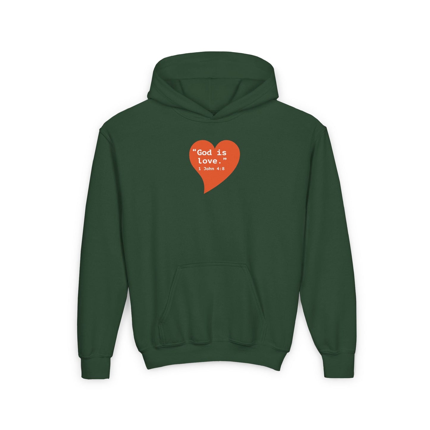 Youth Hoodie — 'I Am Loved' Red Heart Front & Back Comfort Sweatshirt - i am loved