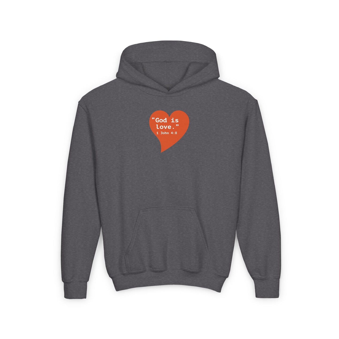 Youth Hoodie — 'I Am Loved' Red Heart Front & Back Comfort Sweatshirt - i am loved